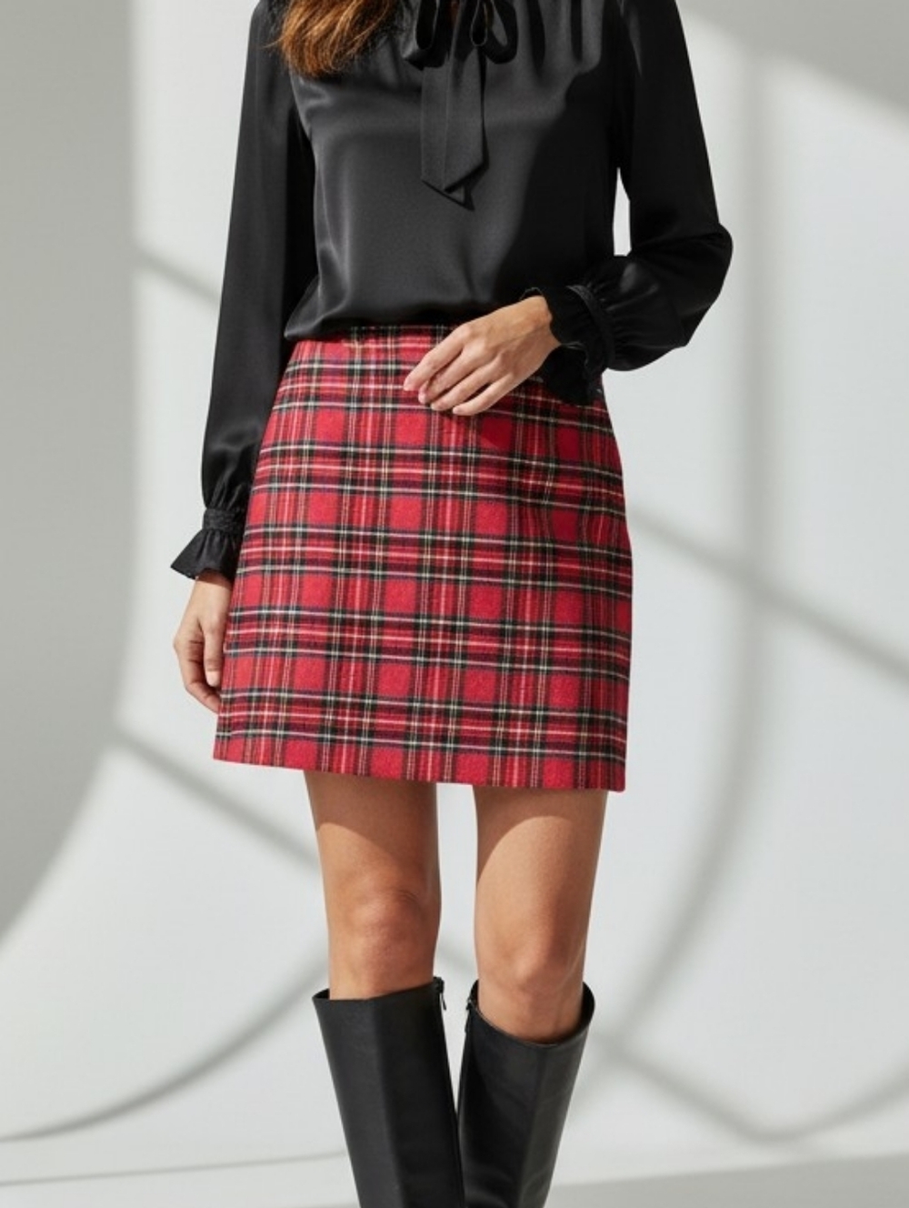 J. Crew Red Plaid Wool Blend Mini Skirt In Classic Tartan Pattern 8